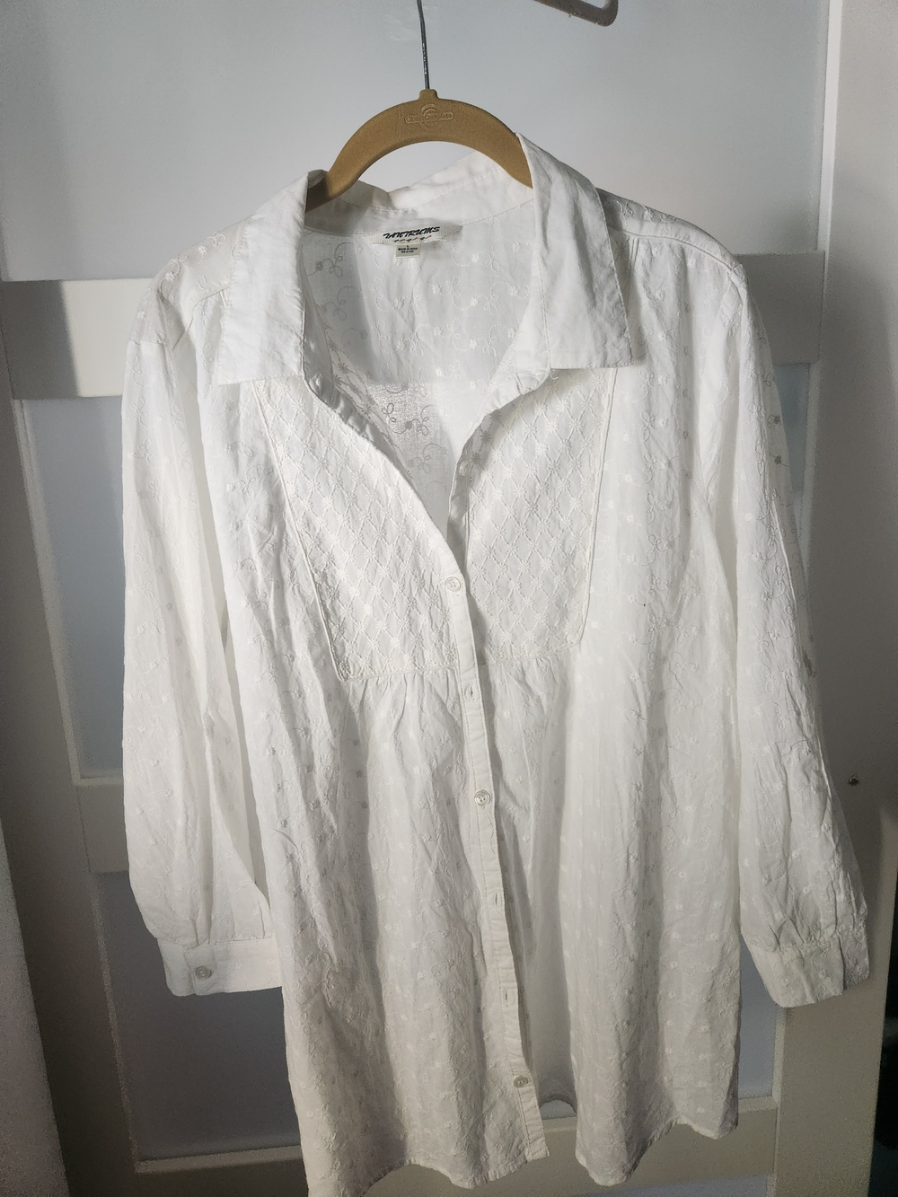 Tantrums White Embroidered Button-Down Shirt
